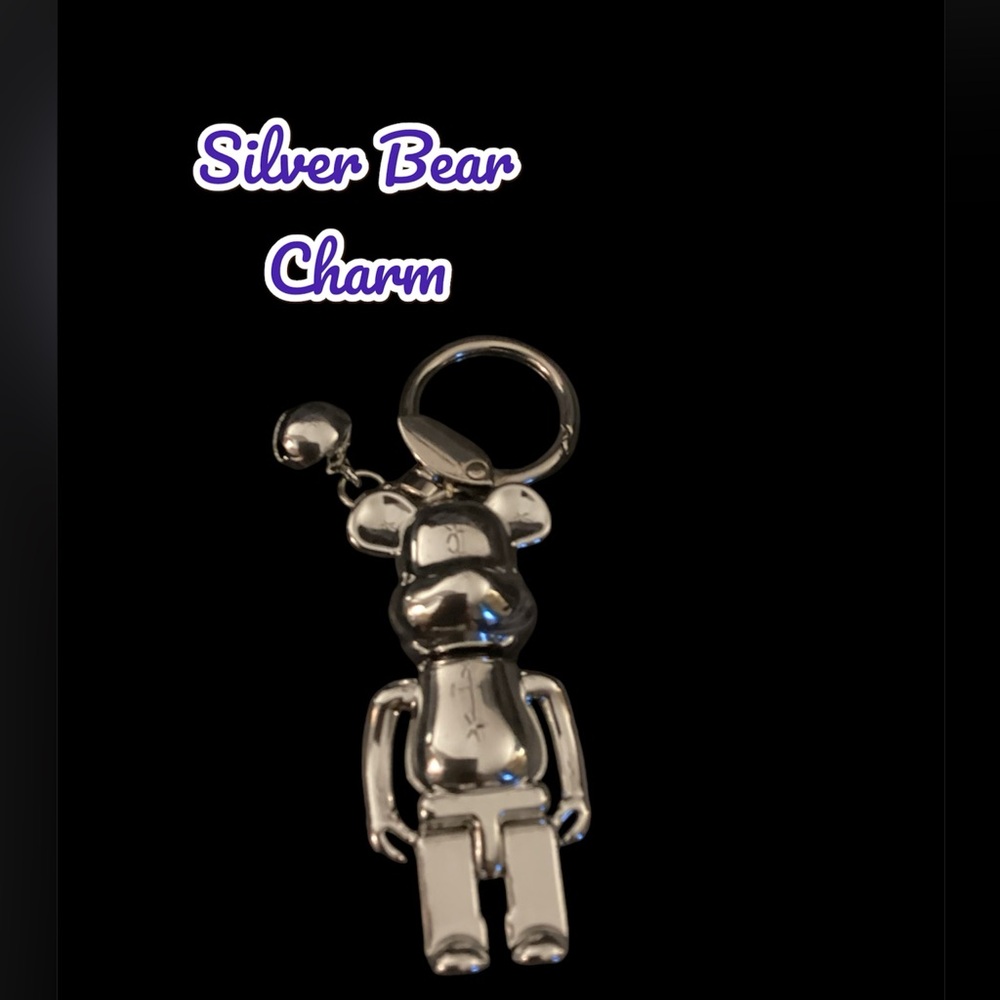 Silver Handbag Charm or Keychain Adorable 🥰 Bear 🐻